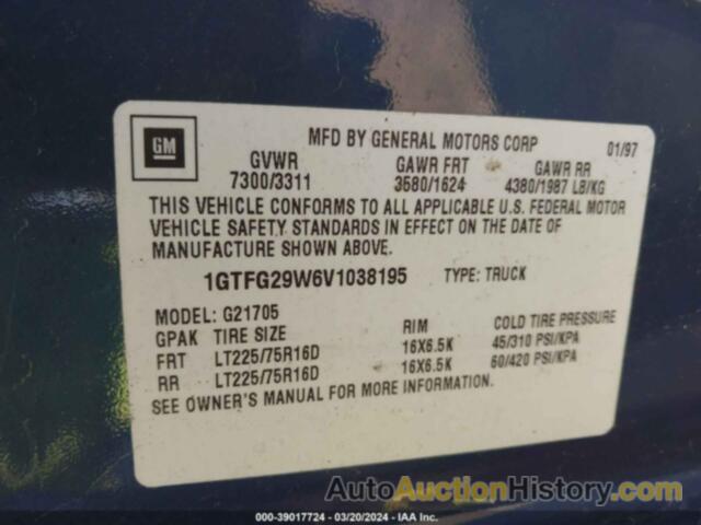 GMC SAVANA STANDARD, 1GTFG29W6V1038195