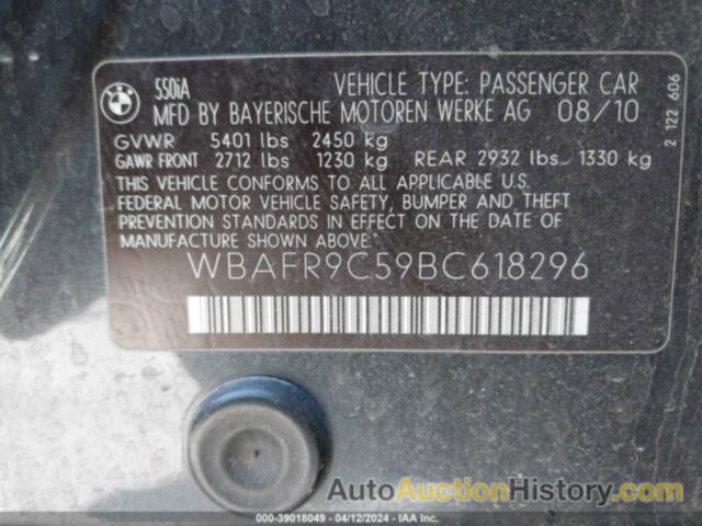 BMW 550I, WBAFR9C59BC618296
