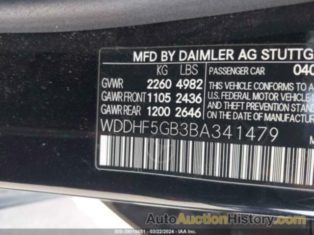 MERCEDES-BENZ E 350 E 350 SPORT, WDDHF5GB3BA341479