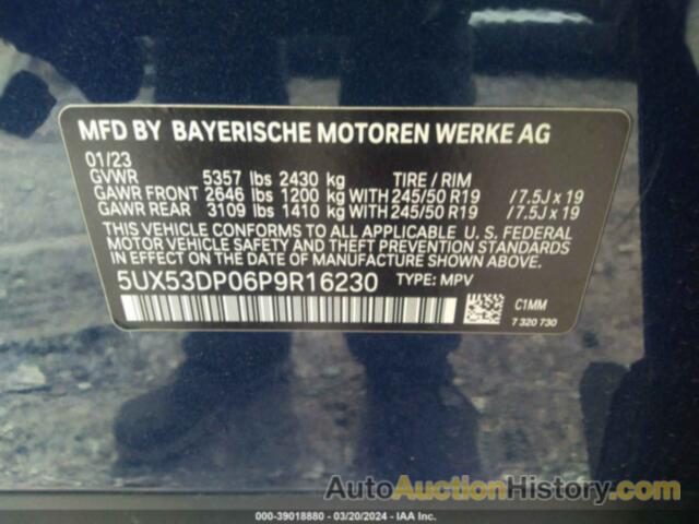 BMW X3 XDRIVE30I, 5UX53DP06P9R16230