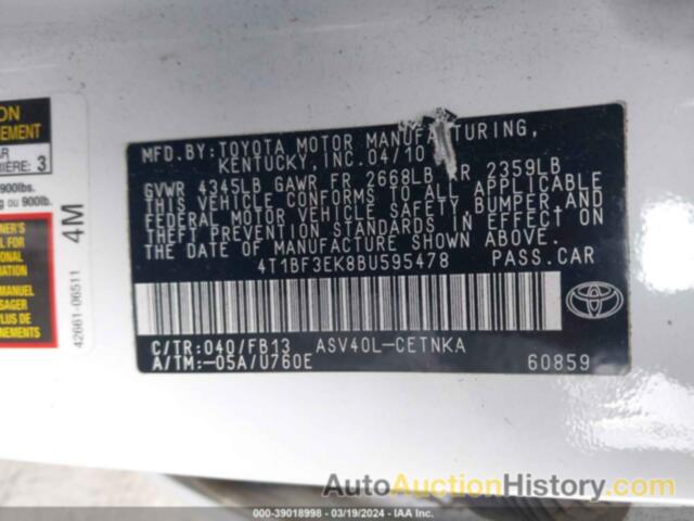 TOYOTA CAMRY LE, 4T1BF3EK8BU595478