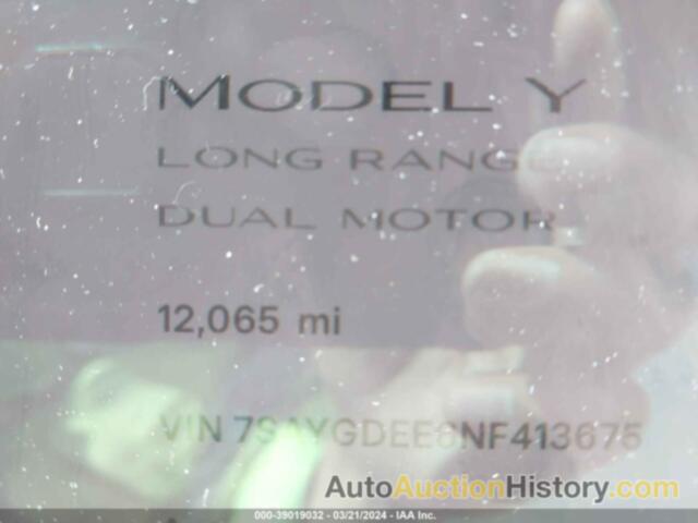 TESLA MODEL Y LONG RANGE DUAL MOTOR ALL-WHEEL DRIVE, 7SAYGDEE6NF413675