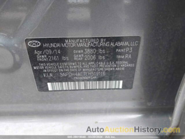 HYUNDAI ELANTRA SE, 5NPDH4AE7EH519116