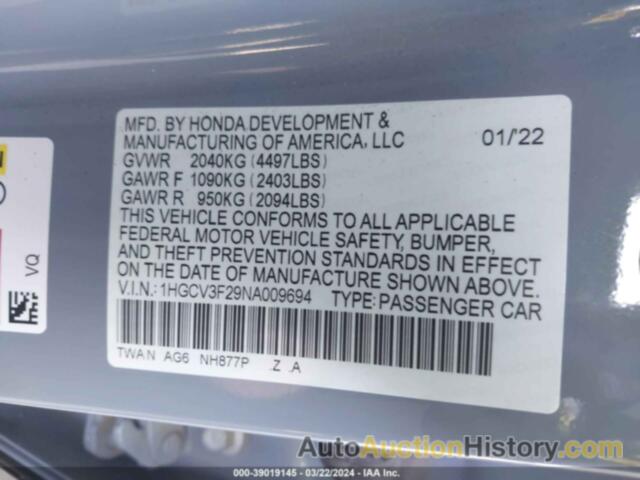 HONDA ACCORD HYBRID SPORT, 1HGCV3F29NA009694