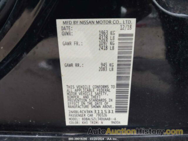 NISSAN ALTIMA 2.5 SR, 1N4BL4CV3KN311531