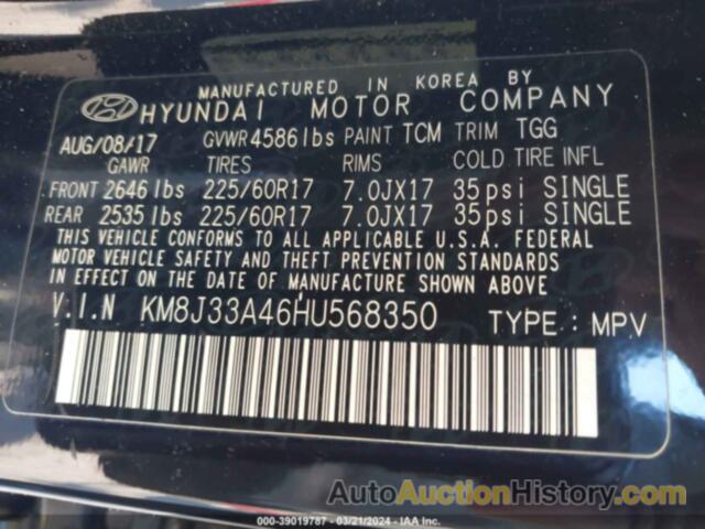 HYUNDAI TUCSON SE, KM8J33A46HU568350