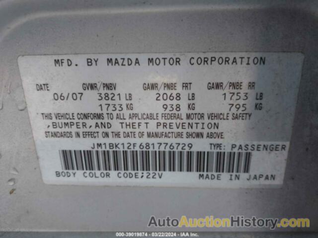 MAZDA MAZDA3 I, JM1BK12F681776729