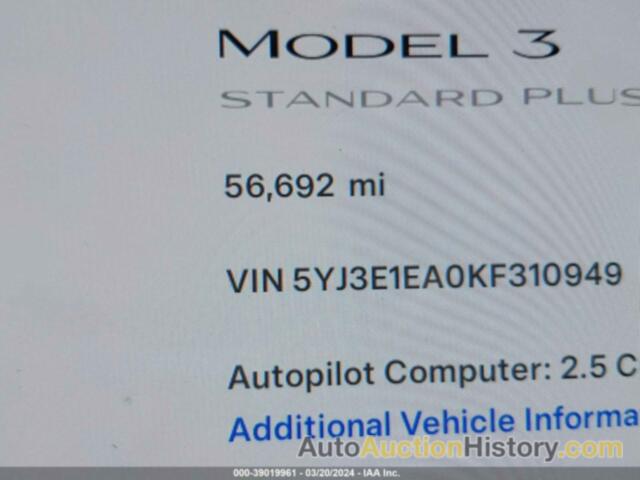 TESLA MODEL 3 LONG RANGE/MID RANGE/STANDARD RANGE/STANDARD RANGE PLUS, 5YJ3E1EA0KF310949