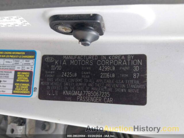 KIA OPTIMA LX, KNAGM4A77B5067235