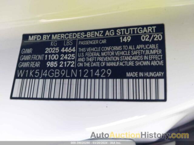 MERCEDES-BENZ CLA 250, W1K5J4GB9LN121429