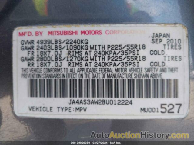 MITSUBISHI OUTLANDER SE, JA4AS3AW2BU012224