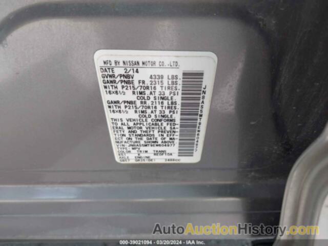 NISSAN ROGUE SELECT S, JN8AS5MT9EW604977