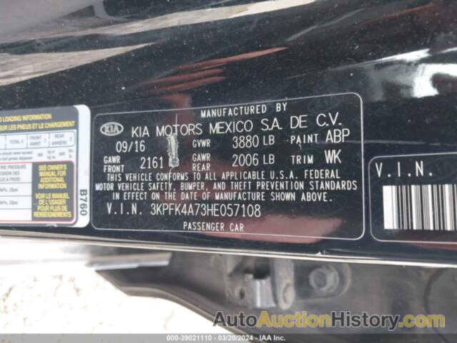 KIA FORTE LX, 3KPFK4A73HE057108