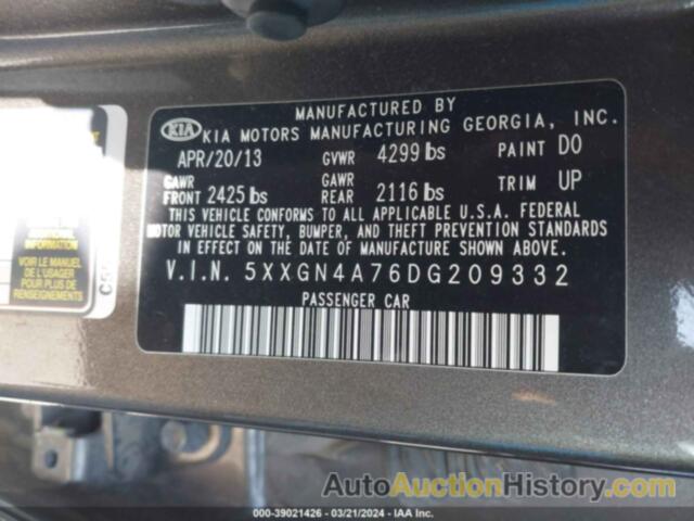 KIA OPTIMA EX, 5XXGN4A76DG209332