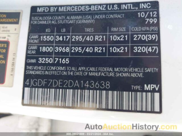 MERCEDES-BENZ GL 550 4MATIC, 4JGDF7DE2DA143638