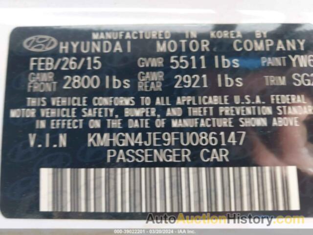 HYUNDAI GENESIS 3.8, KMHGN4JE9FU086147