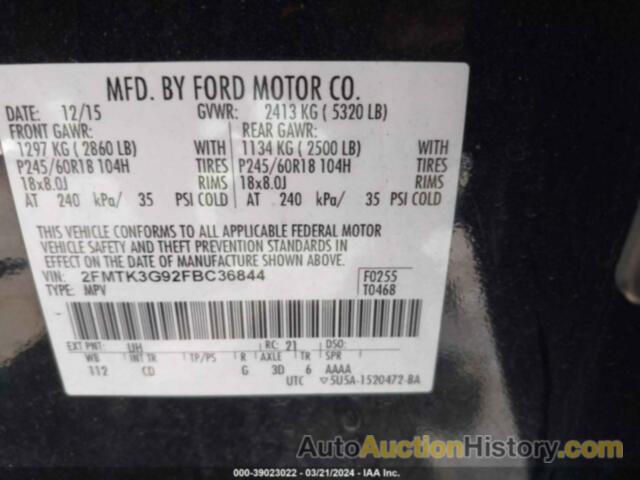 FORD EDGE SE, 2FMTK3G92FBC36844