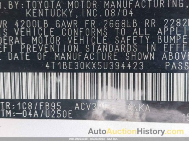 TOYOTA CAMRY LE, 4T1BE30KX5U394423