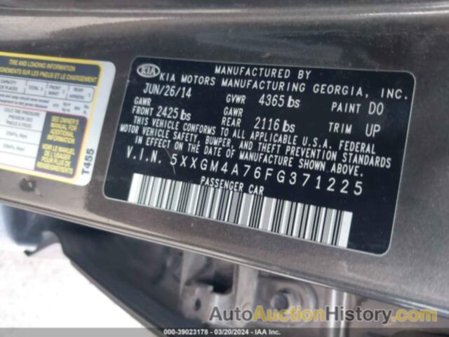 KIA OPTIMA LX, 5XXGM4A76FG371225