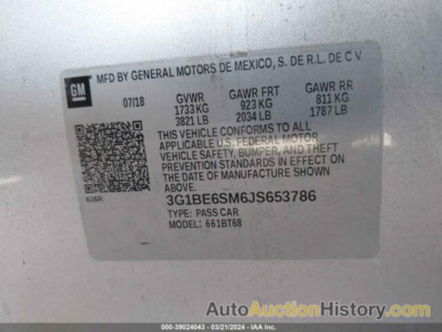 CHEVROLET CRUZE LT AUTO, 3G1BE6SM6JS653786