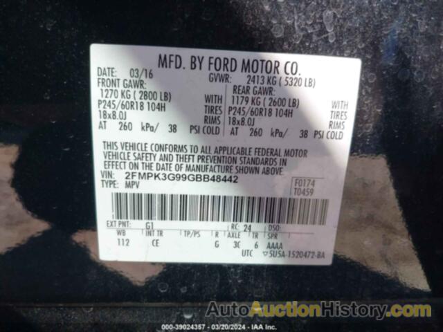 FORD EDGE SE, 2FMPK3G99GBB48442