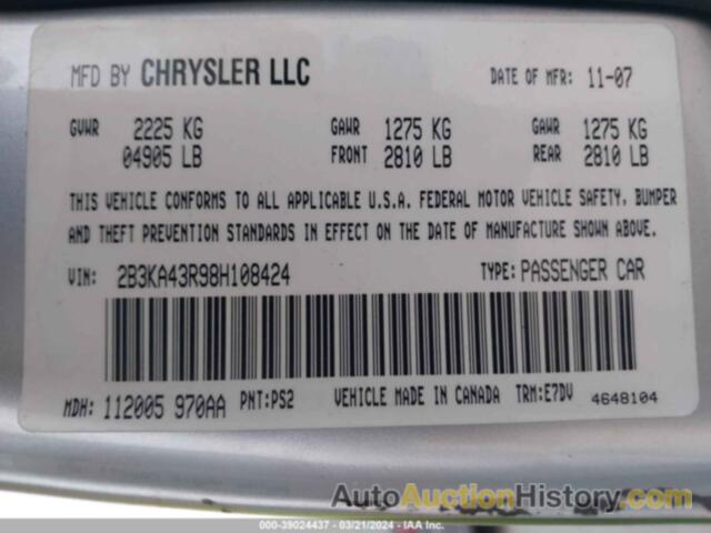 DODGE CHARGER, 2B3KA43R98H108424