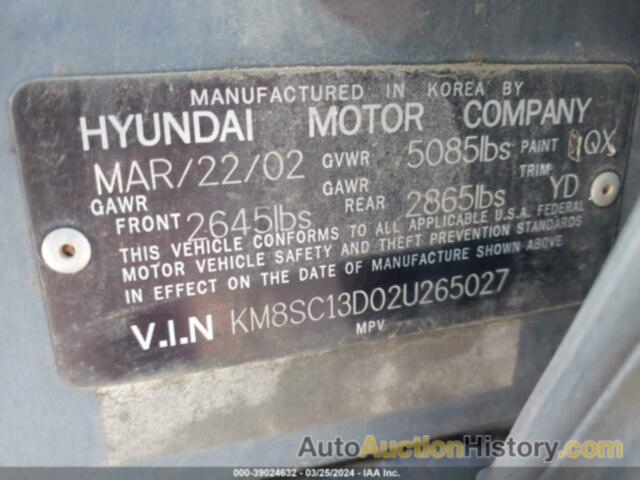 HYUNDAI SANTA FE GLS/LX, KM8SC13D02U265027