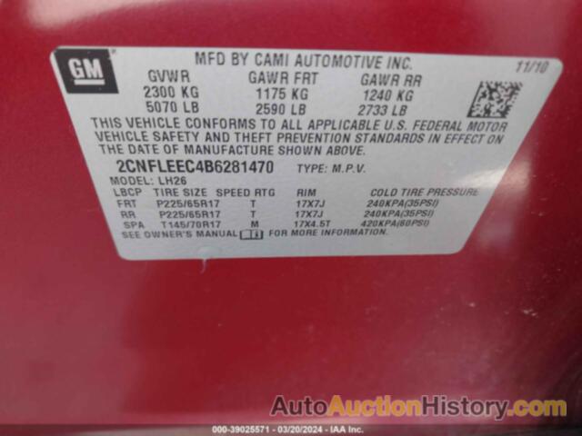 CHEVROLET EQUINOX 1LT, 2CNFLEEC4B6281470