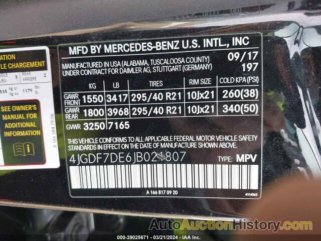 MERCEDES-BENZ GLS 550 4MATIC, 4JGDF7DE6JB021807
