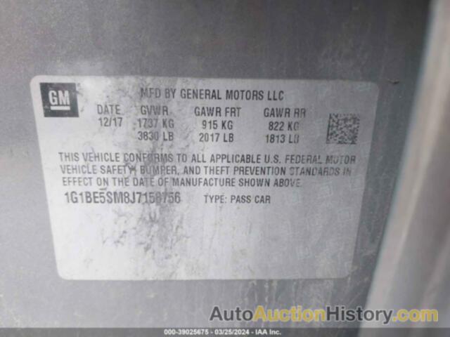 CHEVROLET CRUZE LT AUTO, 1G1BE5SM8J7158756