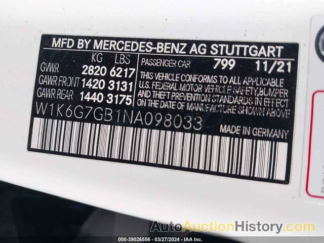 MERCEDES-BENZ S 580 4MATIC, W1K6G7GB1NA098033