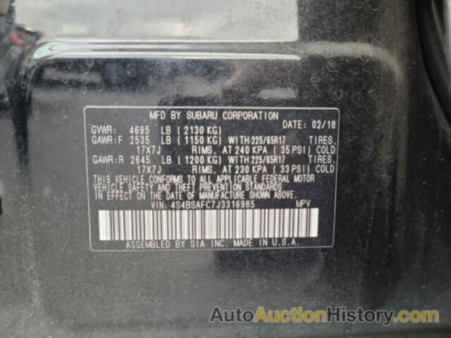 SUBARU OUTBACK 2.5I PREMIUM, 4S4BSAFC7J3316985