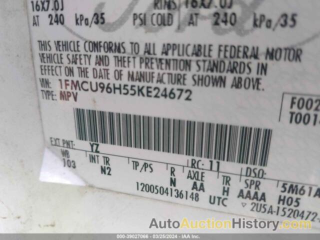 FORD ESCAPE HYBRID, 1FMCU96H55KE24672