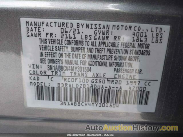 NISSAN SENTRA SV XTRONIC CVT, 3N1AB8CV4MY301504