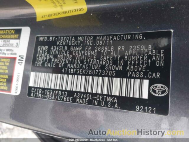 TOYOTA CAMRY LE, 4T1BF3EK7BU773705