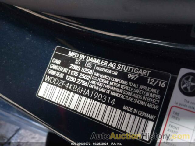 MERCEDES-BENZ E 300 4MATIC, WDDZF4KB6HA190314