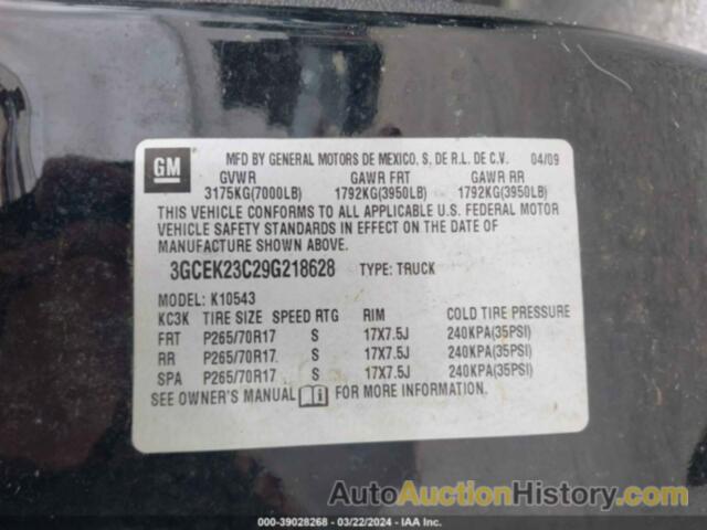 CHEVROLET SILVERADO K1500 LT, 3GCEK23C29G218628