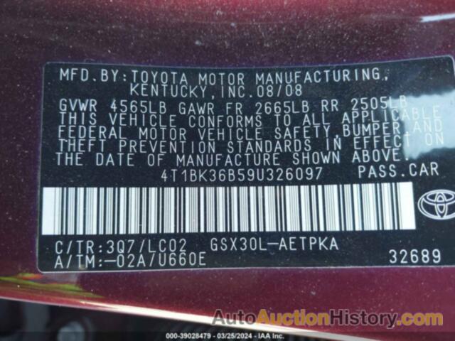 TOYOTA AVALON LIMITED, 4T1BK36B59U326097