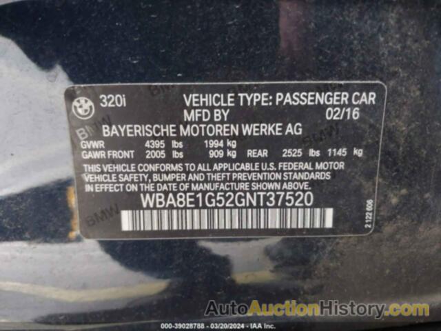 BMW 320I, WBA8E1G52GNT37520