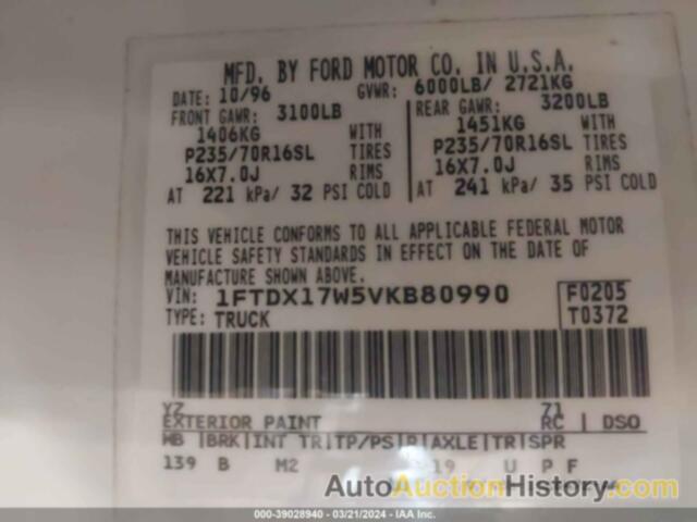 FORD F150, 1FTDX17W5VKB80990