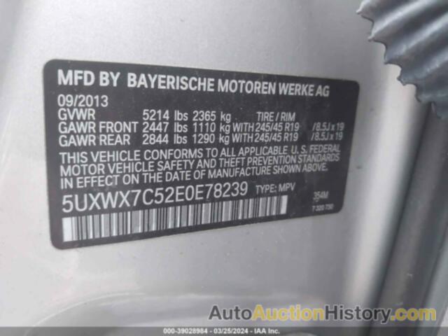 BMW X3 XDRIVE35I, 5UXWX7C52E0E78239