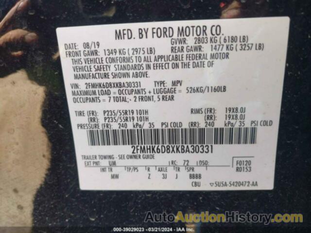 FORD FLEX LIMITED, 2FMHK6D8XKBA30331