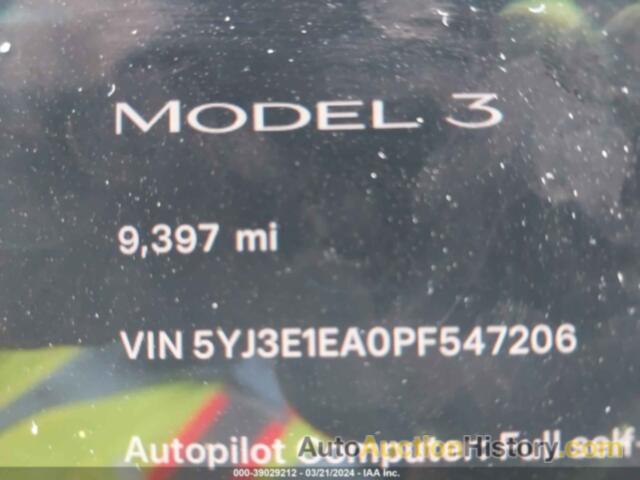 TESLA MODEL 3 REAR-WHEEL DRIVE, 5YJ3E1EA0PF547206
