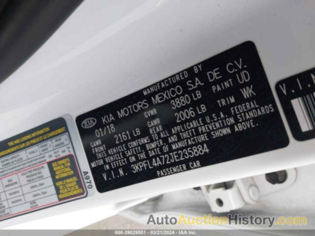 KIA FORTE S, 3KPFL4A72JE235884