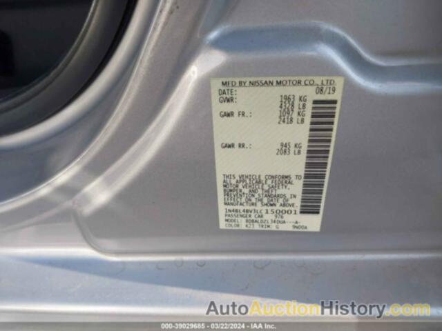 NISSAN ALTIMA S FWD, 1N4BL4BV3LC150001