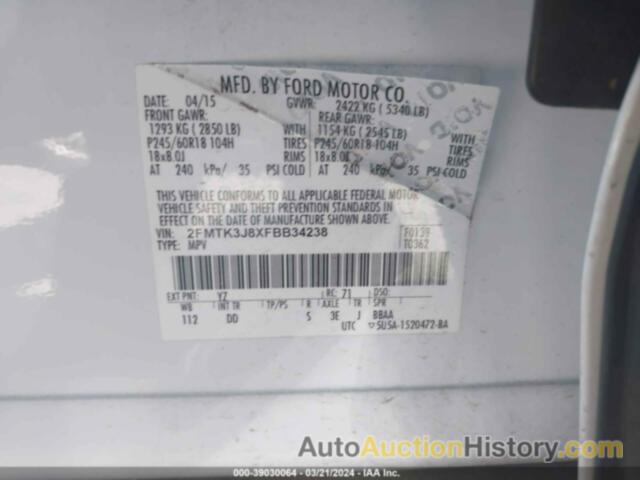 FORD EDGE SEL, 2FMTK3J8XFBB34238