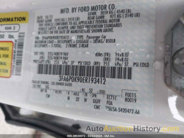 FORD FUSION TITANIUM, 3FA6P0K90ER193412