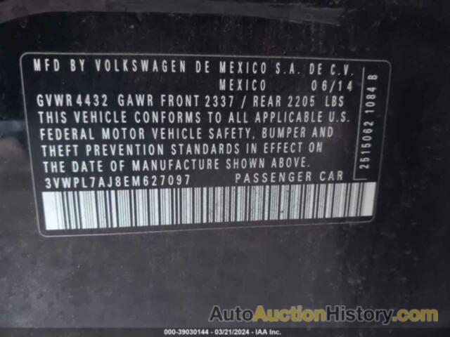 VOLKSWAGEN JETTA TDI, 3VWPL7AJ8EM627097