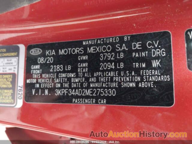 KIA FORTE GT LINE, 3KPF34AD2ME275330