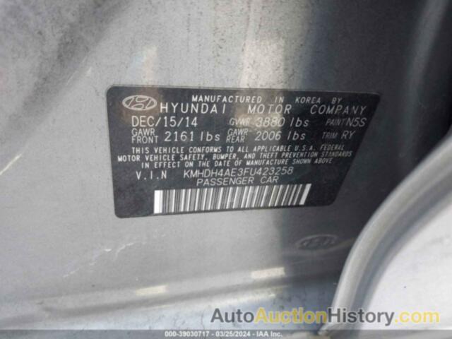 HYUNDAI ELANTRA SE, KMHDH4AE3FU423258